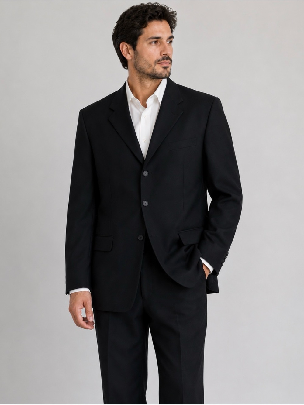 Stafford Black Wool Blazer Men's 48L